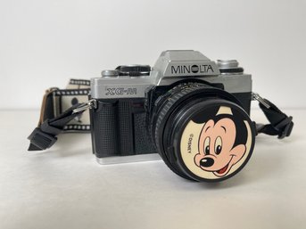 Vtg Minolta XG-M Disney Lens Cap & Disney Shoulder Sling