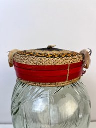 Philippine Folk Art Woven Hat With Boars Teeth.