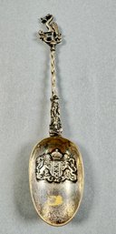 830 Silver Dutch Souvenir Spoon- Crane Motif- 19th Century Copy