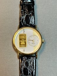 Sheffield Watch With 1g Gold Credit On Face With Black Leather Strap