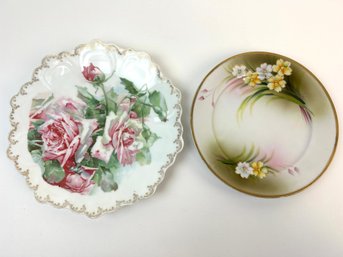 Vintage Hand Painted China Floral Dish Plates