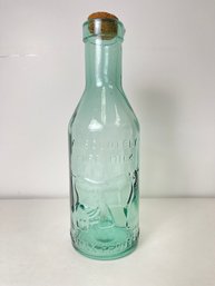 Absolutely Pure Milk - Large Blue Glass Milk Bottle With Cork Topper