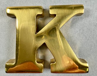 Gold Tone Paperweight In Original Box- Letter K
