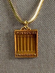Gold Tone Necklace  With University Of Missouri Pendant