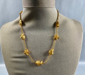 Gold Tone Necklace With Ocean Charms