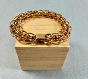 Gold Tone Large Weave Bracelet