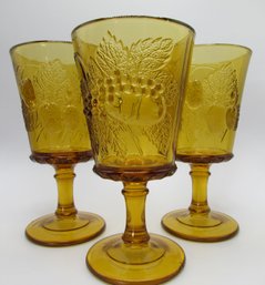 Vintage L. G. Wright Amber Strawberry & Currant Water Goblets (3) *local Pick Up Only*