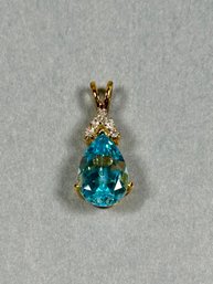 Sterling Silver Gold Overlay Blue Stone Pendant