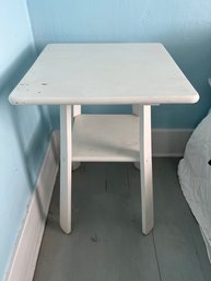 Vintage White Painted Wood End Table