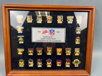 Vintage Silver Anniversary Pin Collection From The First 25 Super Bowls.