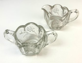 Vintage Creamer And Sugar Cut Glass