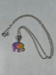 Stainless Steel Enameled Elephant Pendant With Chain