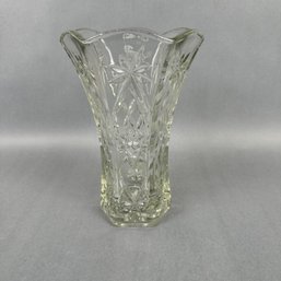 Pressed Glass Vase - 8.5 Inch Tall