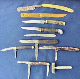 8 Vintage Knifes, 1 Letter Opener, 1 Old Razor.
