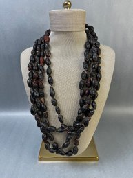 Vintage Native American Dried Fruit Or Seed Long Necklace.