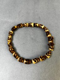 Vintage Native American Carved Antler Skull Bracelet.