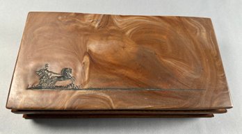 Wood Jewelry Box With Faux Marble Top -charioteer