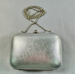 Silver Evening Bag With Silver Chain Metal Strap