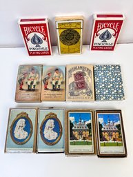 5 Vintage Decks Of Playing Card 1 Sealed And 2 Pinochle Decks.