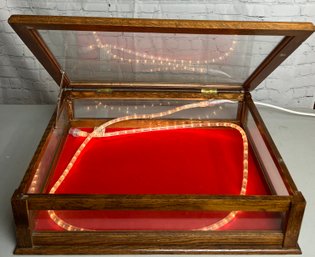 Vintage Glass Display Case With Insert And Light