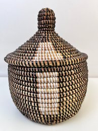 Senegalese Folk Art Woven Basket With Cover  *Local Pickup Only*