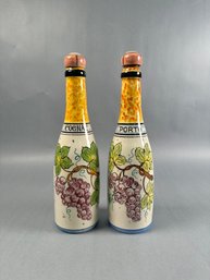 Pair Of Ceramic Cognac And Porto Bottles Made In France -local Pickup