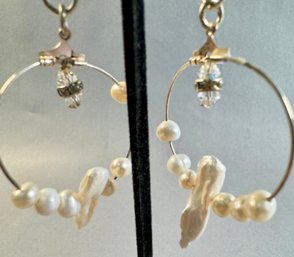 Cultured Pearl Hoop Pierced Earrings