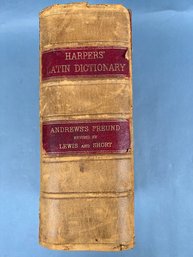 Antique Leather Bound Harpers Latin Dictionary.