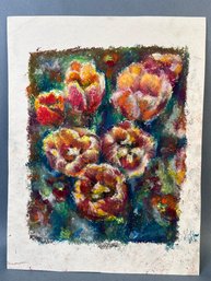 Rachel Muller Original Framed Oil Pastel Triumph Tulip