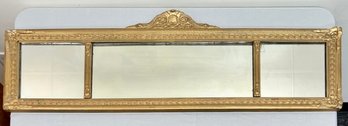 Heavy Vintage Plaster And Wood Gold Painted Horizontal Mirror
