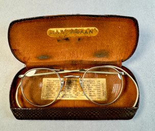 Vintage Wire Rim Eyeglasses In Case