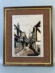 Vintage Made In England Titanium Picture Depicting Church Street In Ledbury.