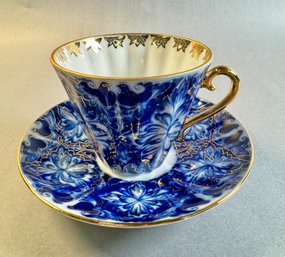 Vintage Imperial Lomonosov Russia,  Blue And Gold Cup And Saucer -made In USSR -local Pickup
