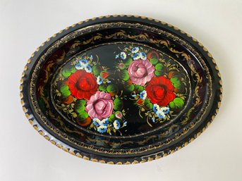 Hand Painted Toll Metal Oval Tray