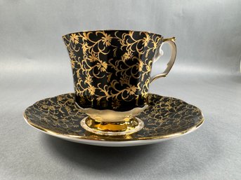 Black & Gold Elizabethan Fine Bone China Cup And Saucer Made In England -local Pickup