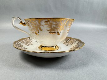 Royal Albert Gold And White Cup And Saucer- England