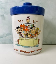 1994 Ceramic Container With Fred Flintstone And Family Motif
