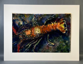 Signed Watercolor Of A Lobster.