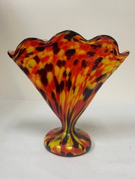 VTG Czechoslovak Blown Glass Vase Studio Art