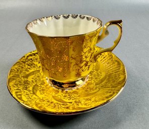 Elizabethan Bone China Cup -yellow And Gold -england -local Pick Up