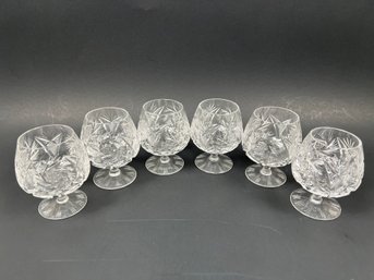 6 Crystal Lowball Brandy Snifters.