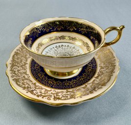 Paragon Cup And Saucer - Gold And Blue - England -Local Pick Up