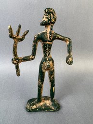 Bronze Fertility Figure With A Trident Possibly Roman.