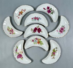 Group Of 9 Floral Gold Rimmed Bone Dishes - CM, Inc. Chadwick