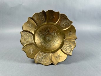 Vintage Footed Brass Bowl Made In India