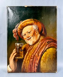 Antique Dutch Portrait Painting Of Man Drinking Beer -local Pickup
