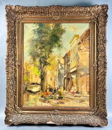 Amsterdam Street Scene Signed Oil Painting  *Local Pickup Only*