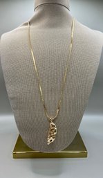 14k Yellow Gold Chain And Nugget Pendant