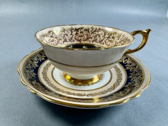 Paragon Cup And Saucer - Blue And Gold - England -Local Pick Up
