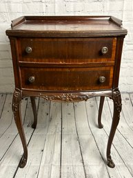 Antique Two Drawer French Side Table Cabinet